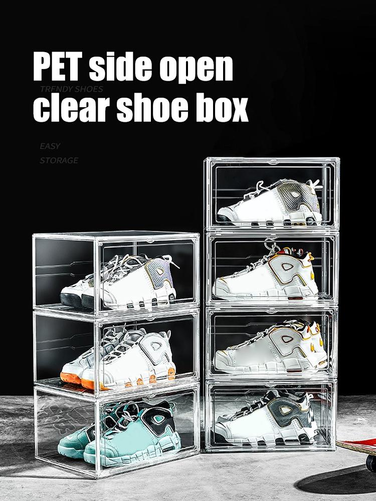 1pcs Shoe Box Home Shoe Rack Side Opening Anti Oxidation Hat Display Basketball Shoes Display Wall Acrylic Shoe Box