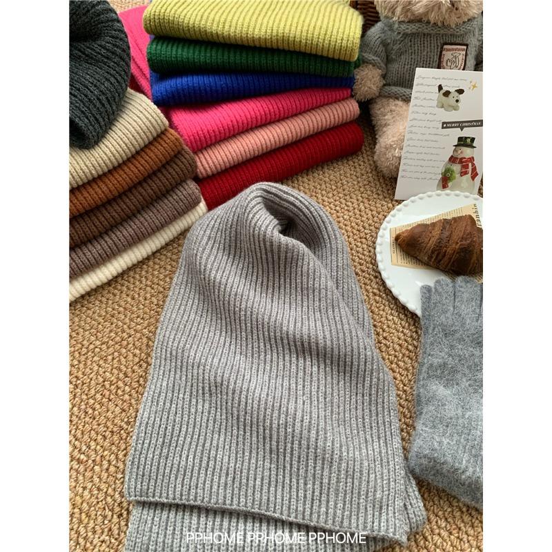 Scarf women's winter new red autumn and winter high-end atmosphere Christmas soft waxy knitted wool scarf