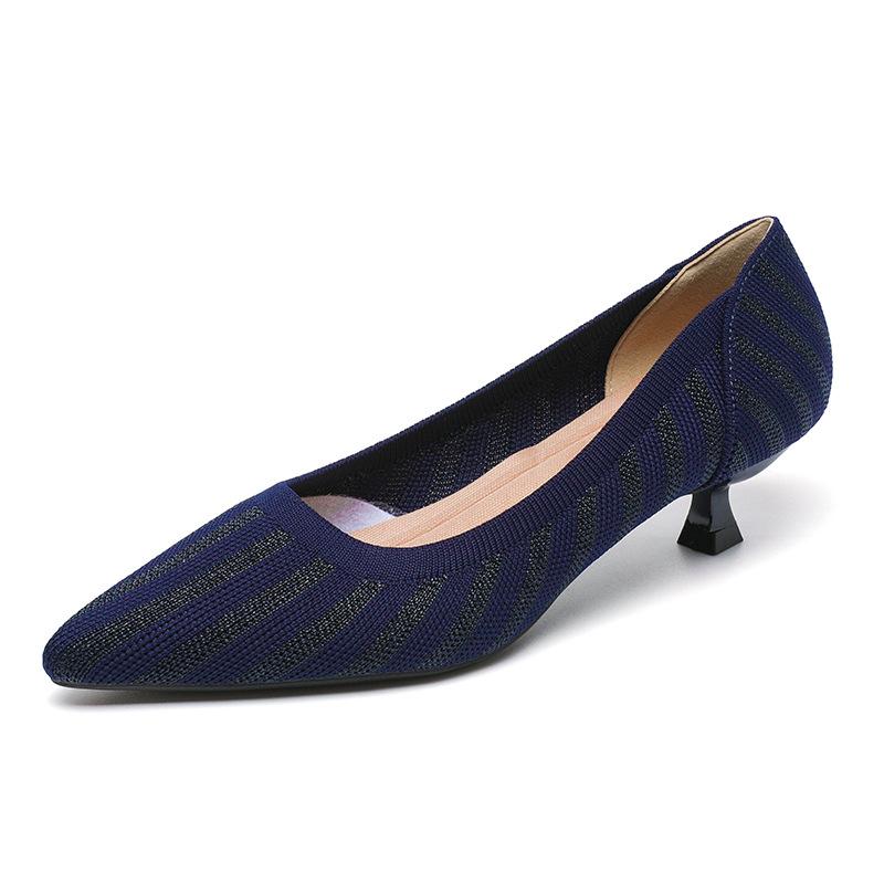 Spitze Zehenpartie, flacher Mund, Stoff, flache Unterseite, solide gestrickte Damenschuhe mit weicher Unterseite, große Schuhe, Größe 34–43