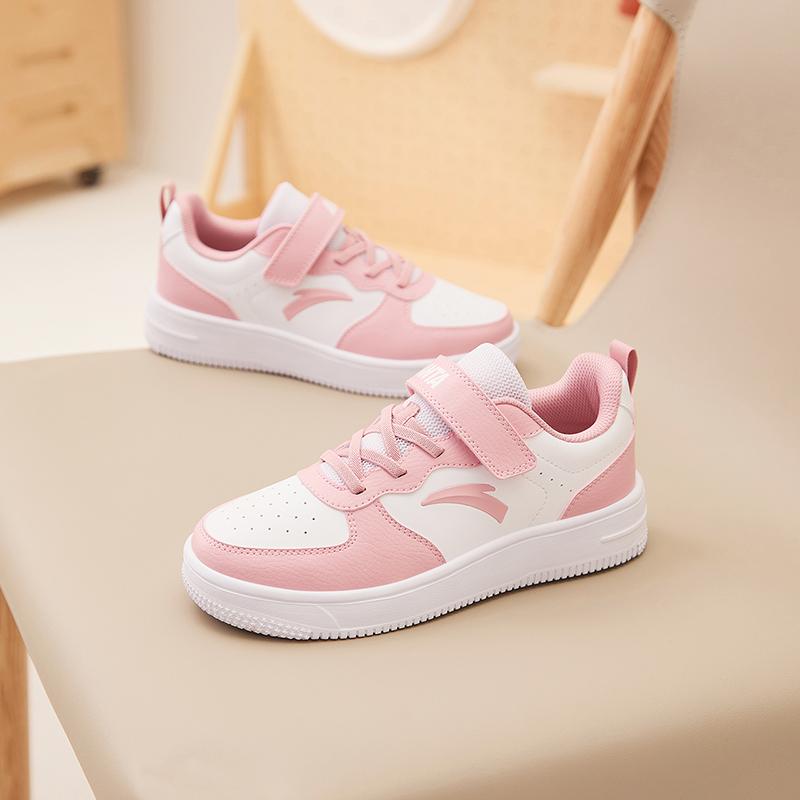 Anta Comfortable Versatile Simple Shock Absorbing Wear Resistant Low Top Kids Skate Shoes Kids sneaker Pink White A332418004H-6