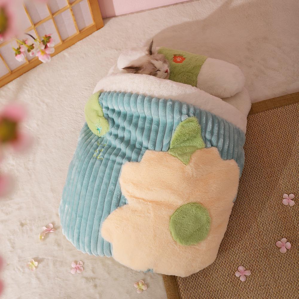 Winter warm semi-sealed pad cat bed cushion blanket for pets washable security dog tent cute slippers tunnel house thick