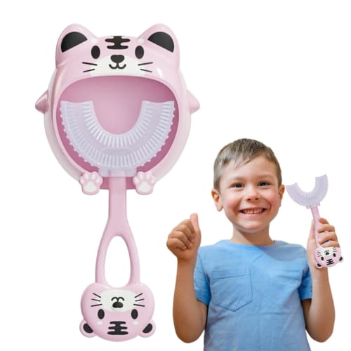 Children's U-Shaped Toothbrush, U-Shaped Toothbrush for Kids, Chewing Brush, Silicone Pacifier Training Toothbrush, Training Toothbrush with Easy-Grip