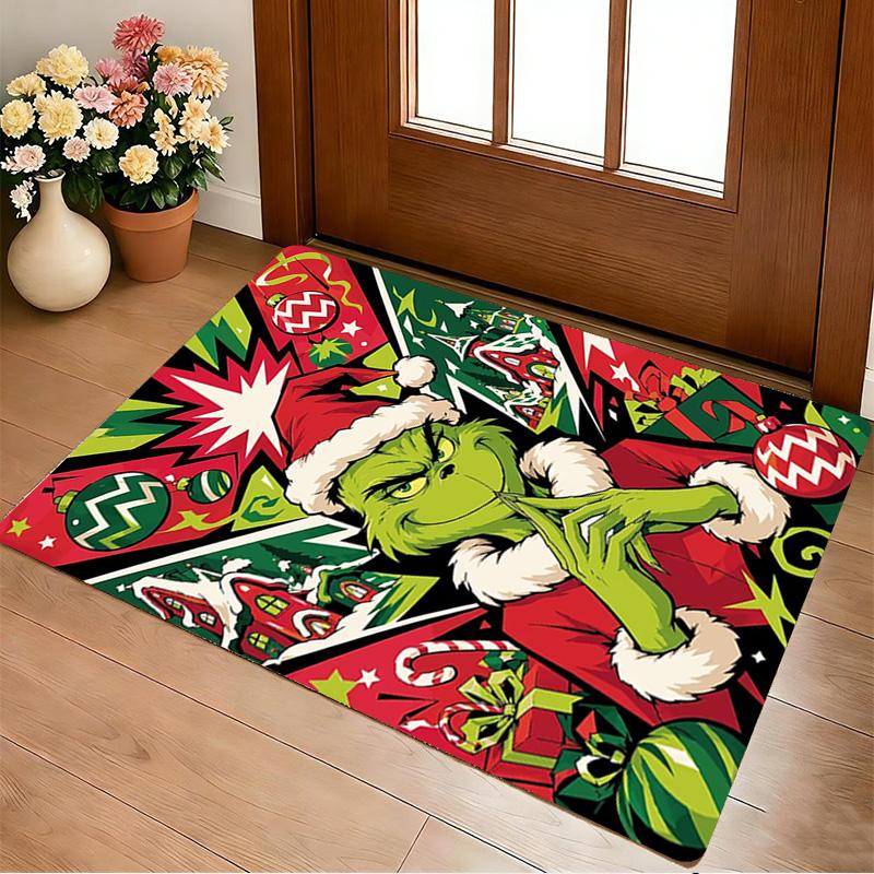Tappeto Antiscivolo Soggiorno Festivo Grinch Tappeto Morbido per Camera da Letto Sala Giochi Divano Ufficio Arredamento Casa Zerbino Regalo di Natale C9211486
