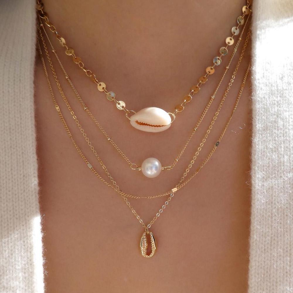 Vintage Gold Color Multiple Styles Necklace For Women Trendy Multi-Layer Disc Pendant Necklaces New Tendyaces Set Jewelry Gifts