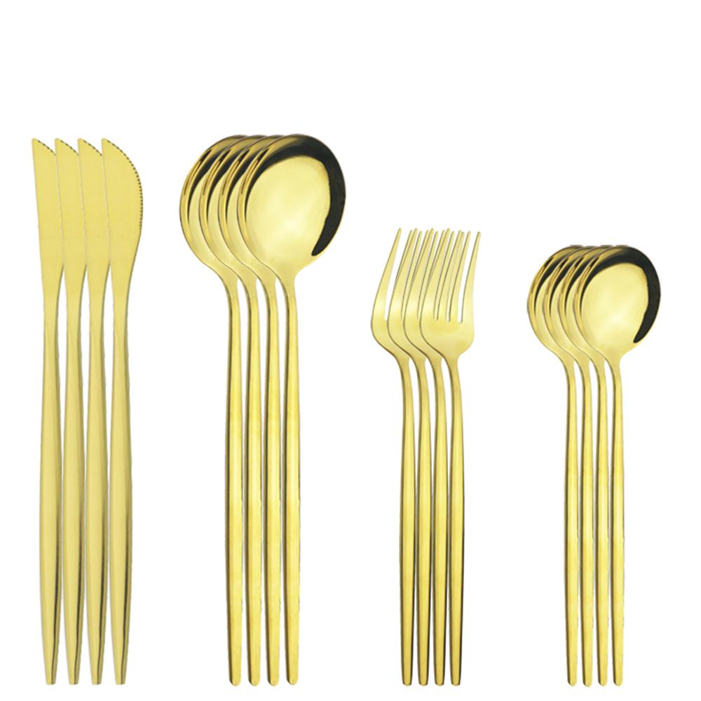 16-teiliges Edelstahl-Set Besteck Geschirr Silberbesteck Minzgrün Messer Gabel Dessertlöffel Zuhause Küchengeschirr Set