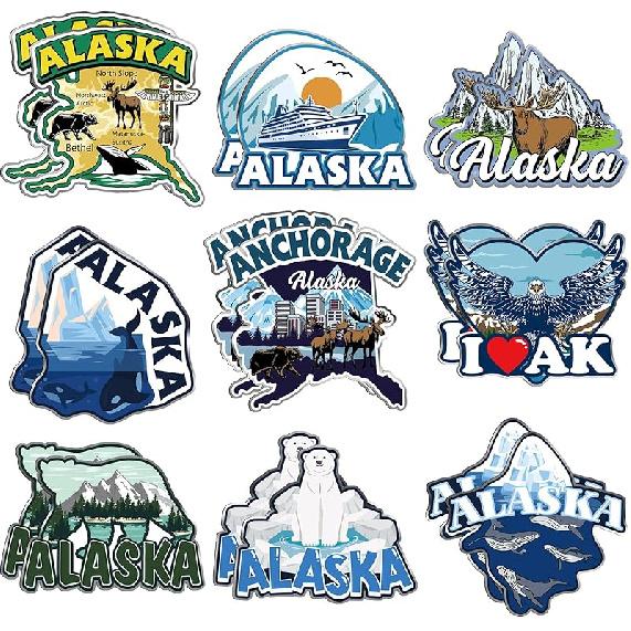 18 Pcs New York Fridge Magnet NYC City Magnetic Refrigerator Stickers Metal Magnet Souvenirs Gifts Refrigerator Magnets Home Decoration Accessories Alaska