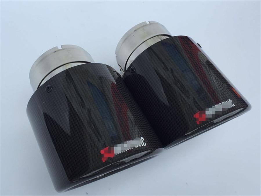 1pcs Car Carbon Fiber Exhaust Tip Muffler Pipe Universal Pipes Tail 63mm 2.5"Inlet 114mm 4.5"Outlet
