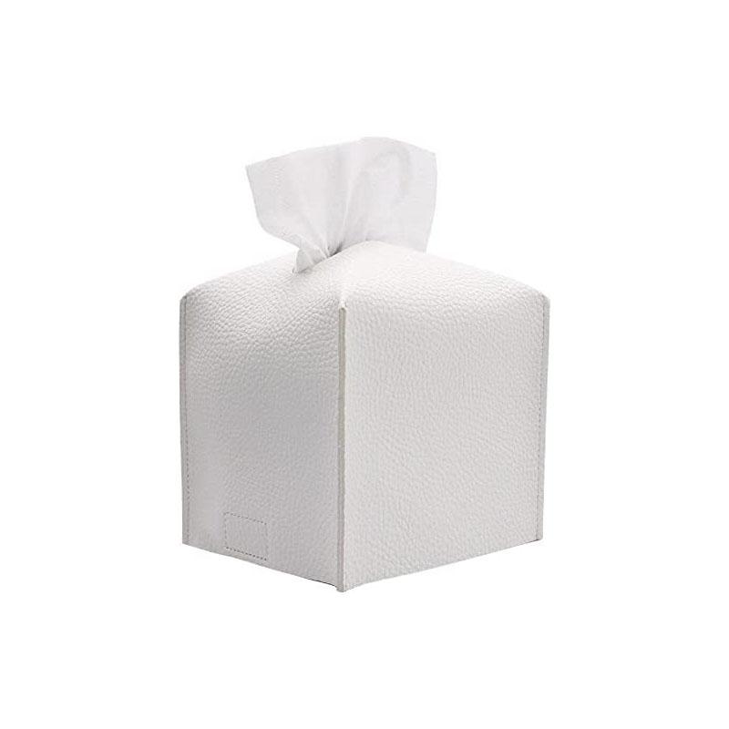Tissue Box Cover Square Decorative PU Leather Holder Modern Tissue Case Facial Paper Organizer Dispenser For Bathroom Countertop