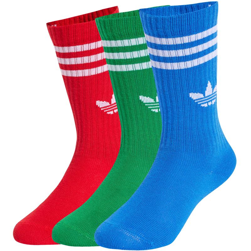 Adidas Kids Trefoil 3-Stripe Mid-Calf Socks (3-Pack) KXXL