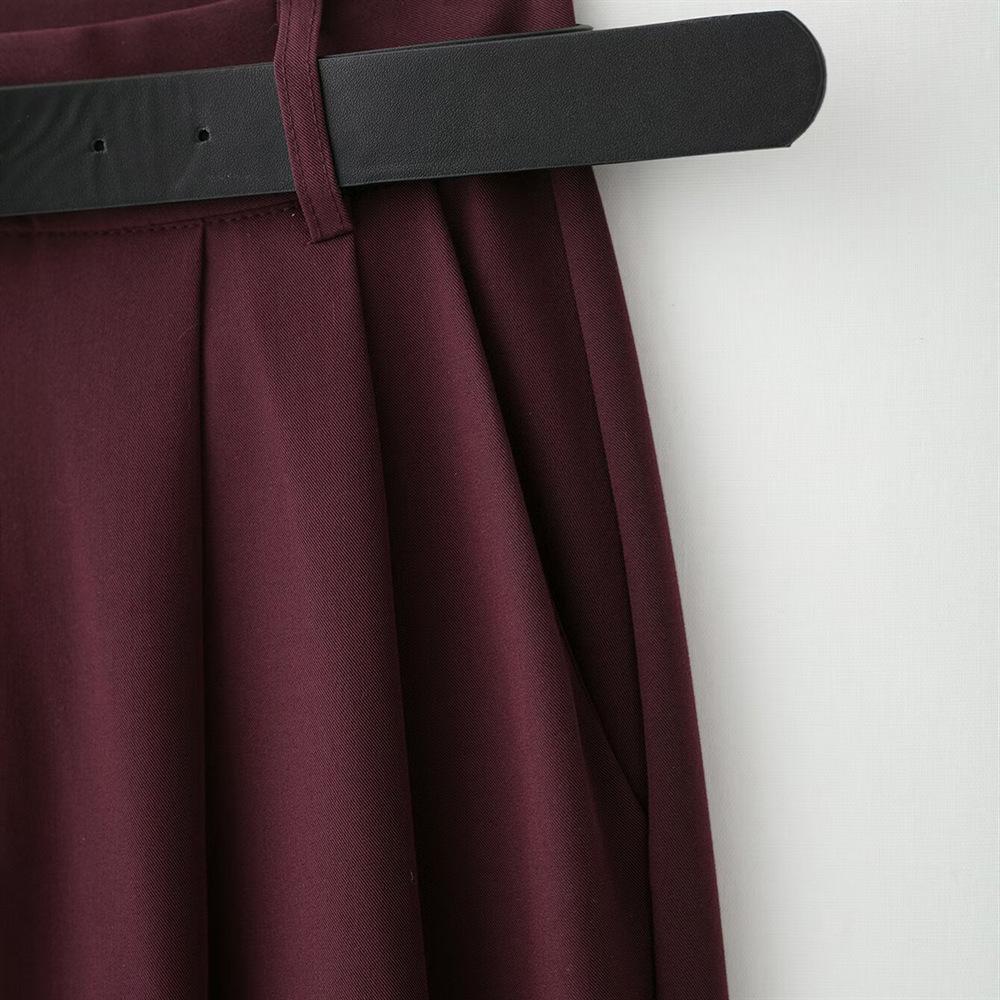 Spring 2025 Women's Wide-Leg Pleated Pants with Belt Decor