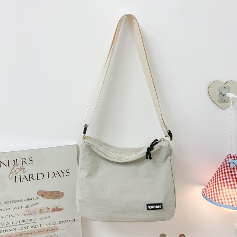 Canvas Bag Women'S Large-Capacity Simple Casual Versatile Commuter Messenger Bag Student Class Shoulder Bag