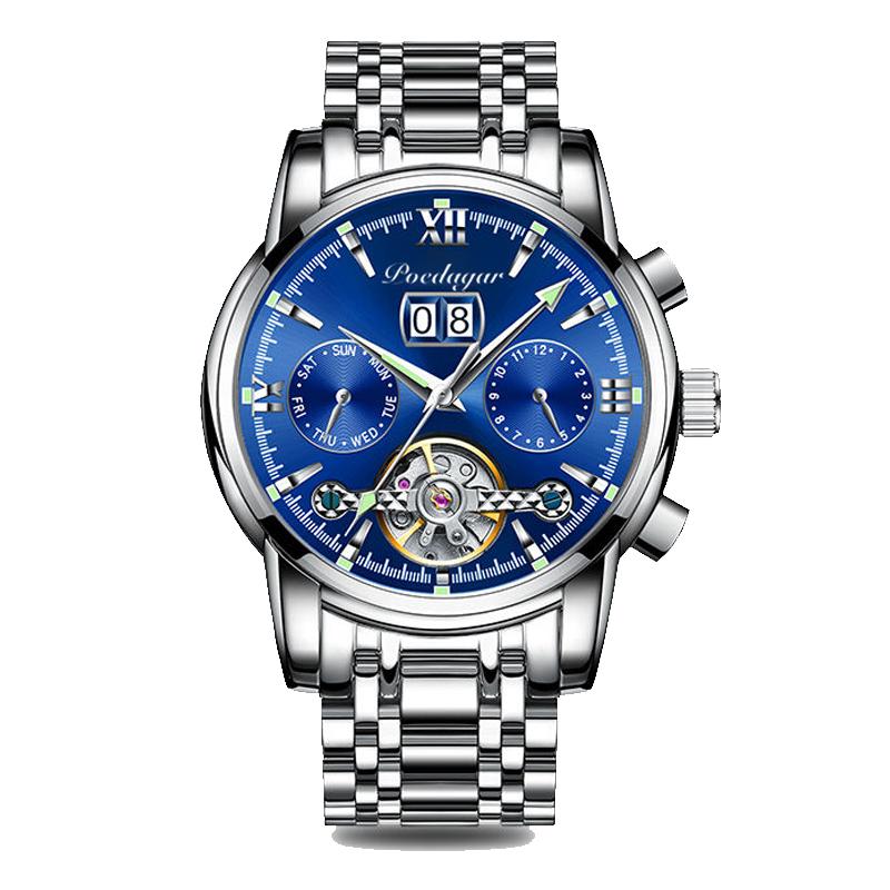 POEDAGAR Business Watch Men Luxury Fashion Stainless Steel Sport Watches Masculino