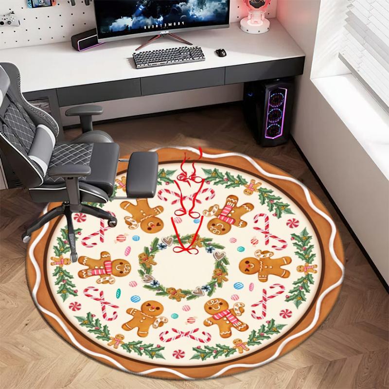 Cute cartoon gingerbread man Christmas gift rug home soft decorative anti-slip yoga table and chair mat carpet outdoor floor mat carpet Y1