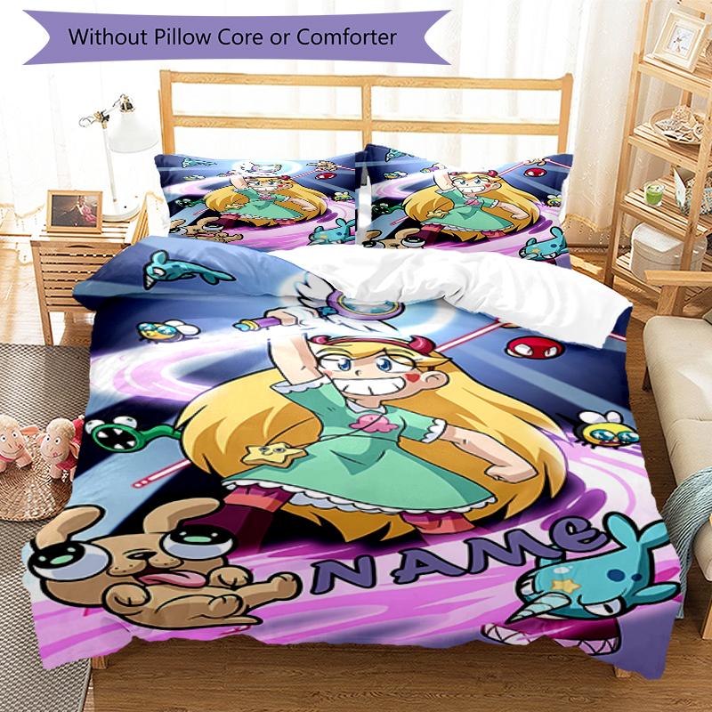 3pcs Custom Name Star Butterfly Bedding Set Duvet Cover Closure Includes 1 Duvet Cover & 2 Pillowcases, Soft and Comfortable for All Seasons.