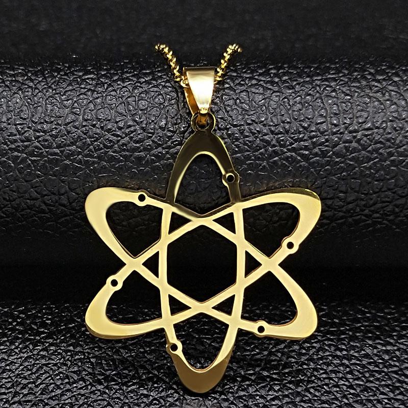 Kohlenstoffatom Physik Chemie Anhänger Halskette für Damen Herren Edelstahl Wissenschaft Chemische Kette Schmuck collares N612S02