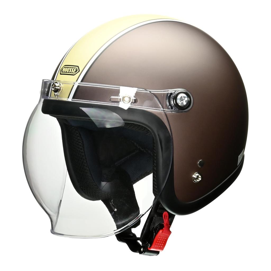 LEAD Jet MOUSSE Motorcycle Matte Brown X One Size Fits All Engines Helmet, Ivory, (57-60cm)