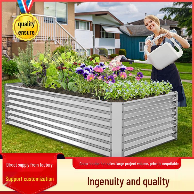 Galvanized Metal Planter Box: Customizable Garden Frame for Vegetables, Flowers, and Seedlings