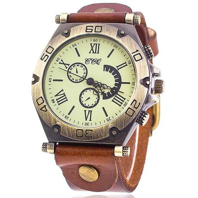 Rio Grande Men's Retro Antique Chronograph Watch with Thick Leather Band (Light Brown) ZM-WATCH4902-LBR