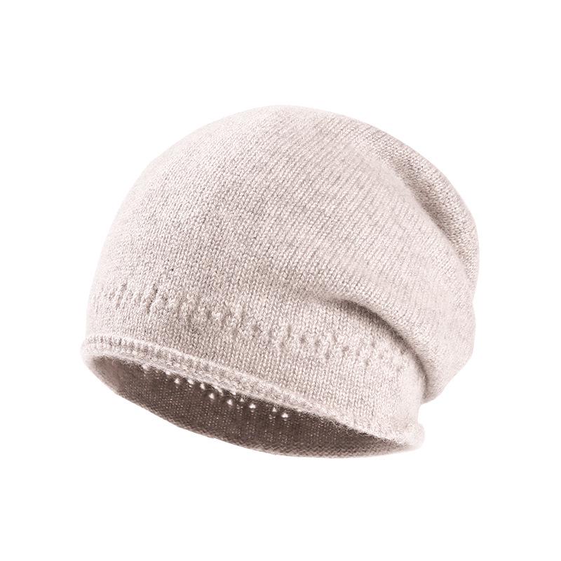 Damska czapka beanie z czystego kaszmiru - wszechstronna czapka typu slouchy na jesień i zimę