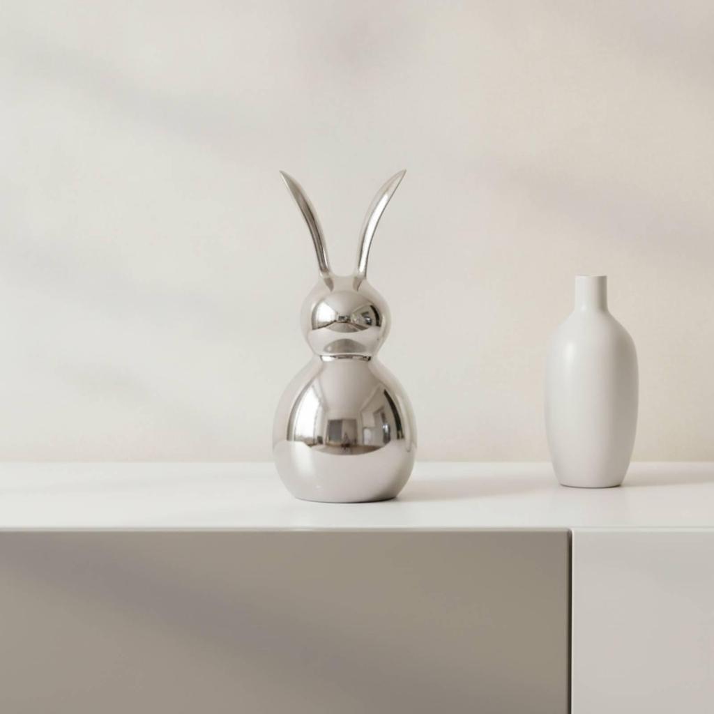 Rabbit Figurine Minimalist Bunny Aluminum for Entryway