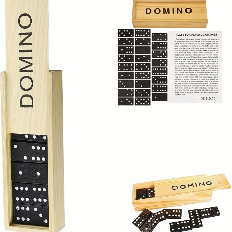 Wooden Dominoes Set Classic Black Domino Game with Storage Box