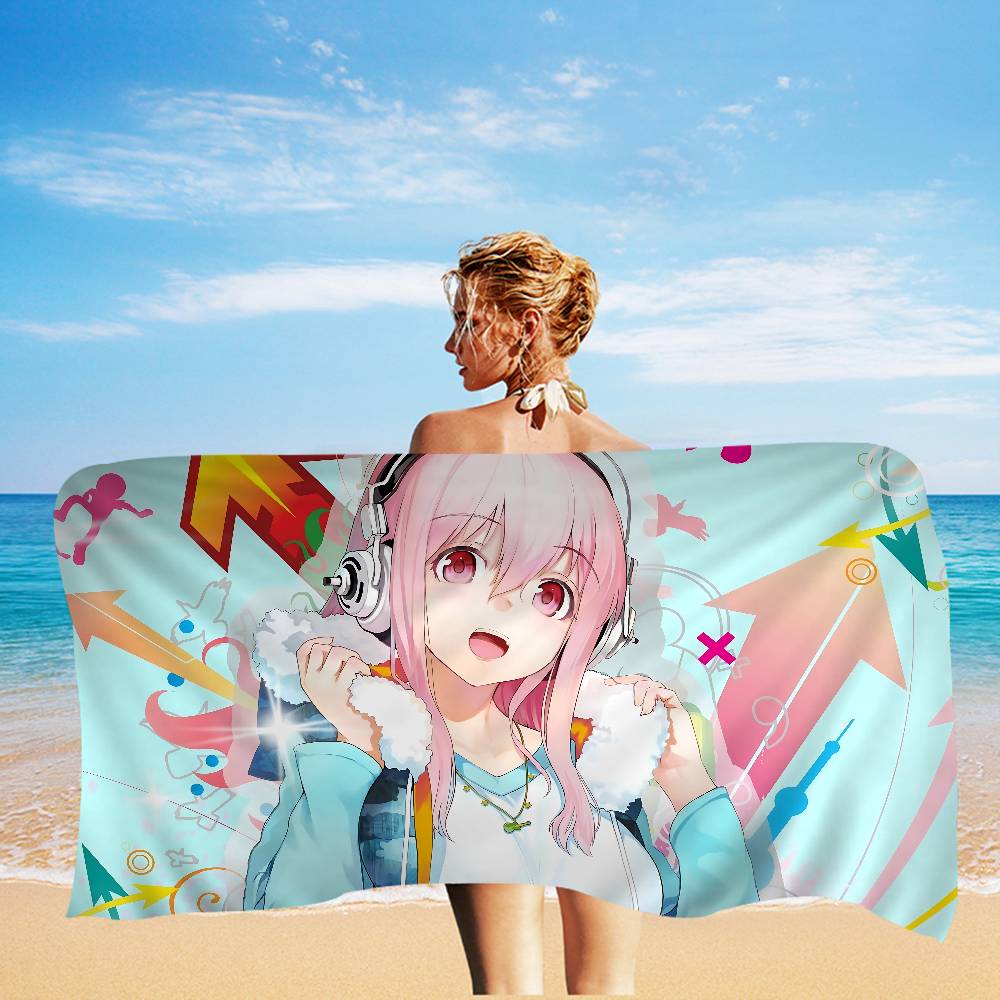 Virtual Idol Super S-Sonico Beach Towel Colorful Bath Towels For Girl Microfiber Quick Dry Sand Free Beach Yoga Gym Pool