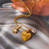 Fashion Heart Pendant Star Zirconia Gold Color Necklace Women's Trend Party Jewelry Accessories Gifts