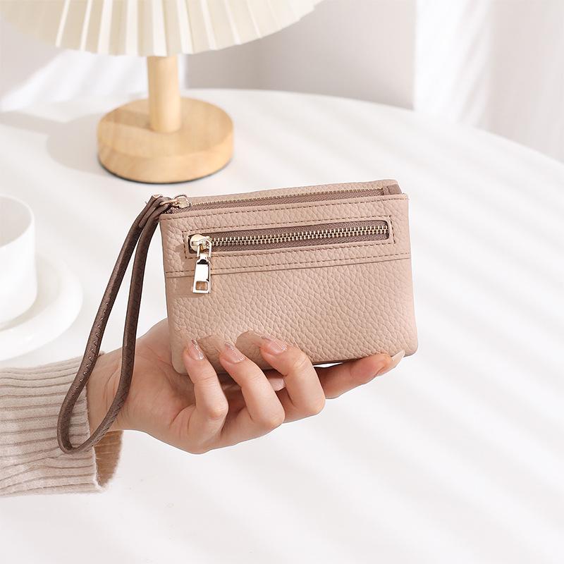 Women's Large Capacity Frosted Double Zipper Long Wallet & Clutch