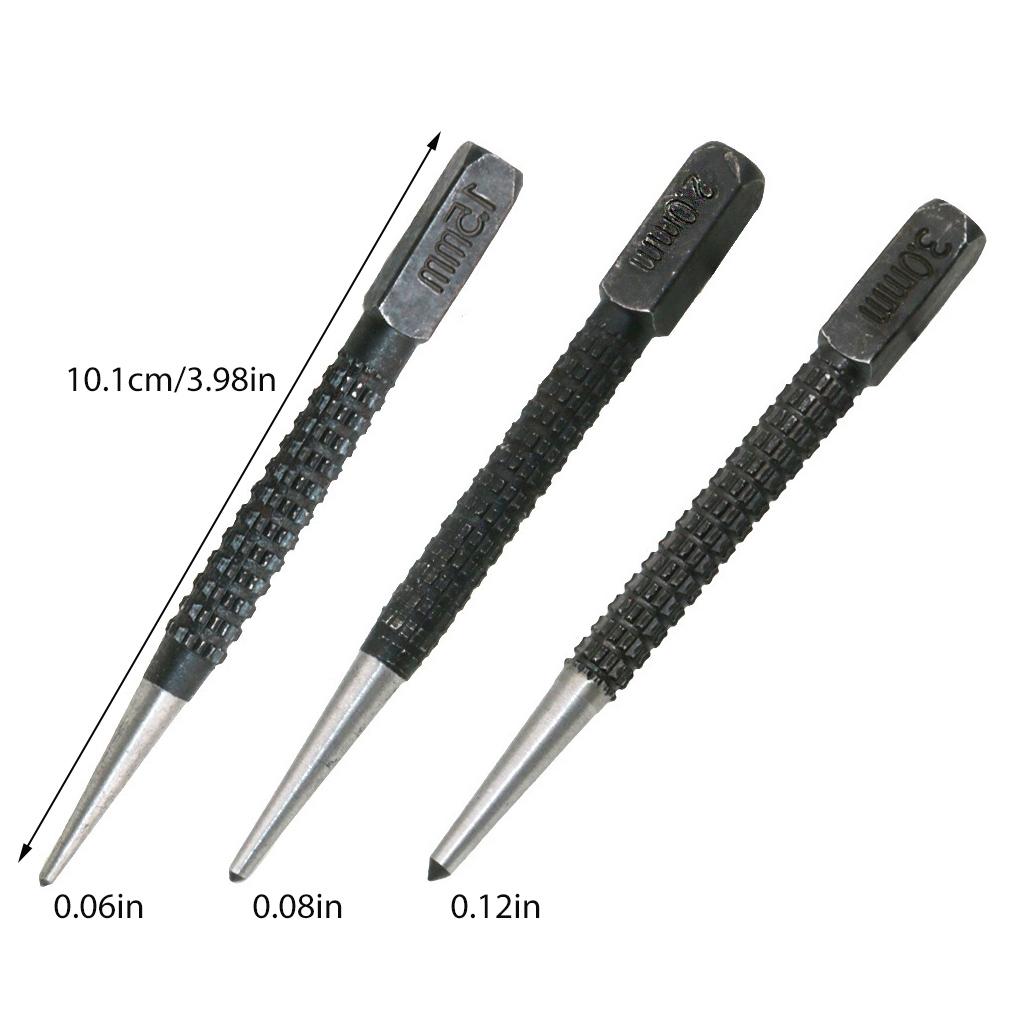 3 Pieces Center Pins Punching Metal Woodwork Spring Loaded Leather Plastic Working Dent Markers Locators Marking Tools