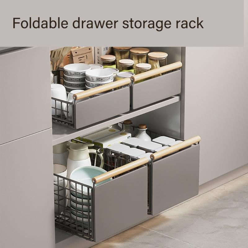 Retractable Kitchen Cabinet Organizers Easy Installation Adjustable Retractable Storage Rack Maximizes Space Under Sink For Utensils
