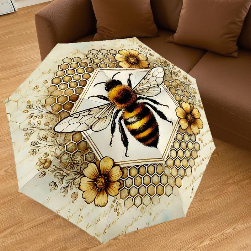 1PC Bee HoneycombAutomatic Open/Close Umbrella with Windproof, 8-Rib Sturdy Canopy, Durable Ribs, Fashionable Design, Outdoor Accessory, Fun Prin, Hol