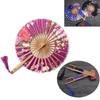 New Japanese Sakura Flower Pocket Folding Hand Fan Round Circle Party Decor Gift Bamboo Windmill Folding Fan Chinese Fans