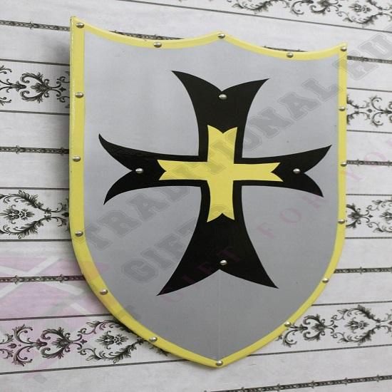 Königliche Handarbeit Mittelalterliches Holzschild mit Wappen, Familienwappen