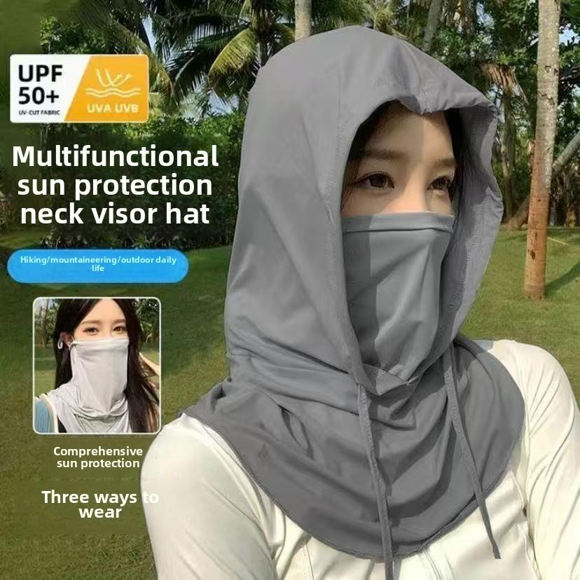Masque facial unisexe, Chapeau, Protection intégrée du cou, Équipement de cyclisme pour visage entier, Couvre-chef, Écharpe en soie glacée