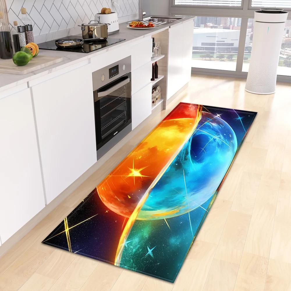 Starry Sky 3D Kitchen Rug Home Living Room Bedroom Balcony Floor Decor Carpet House Hallway Entrance Door Bath Non-Slip Foot Mat
