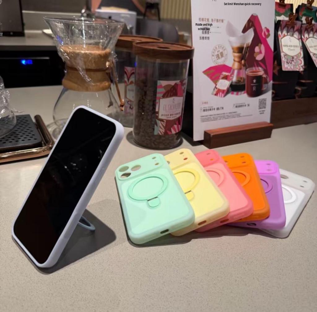 iPhone 17 Liquid Silicone Magnet Case with Stand for Apple 16 Pro Max/15 Pro