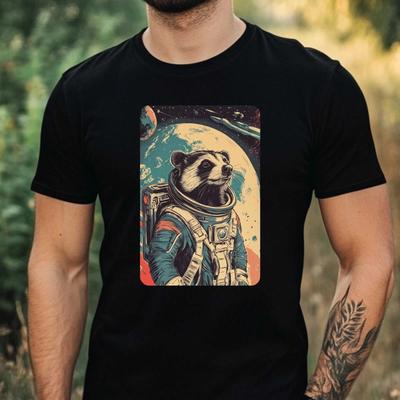 T-Shirt Herren Dachs Als Astronaut Motiv Baumwolle Größe XS Bis 5XL
