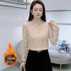 Elegant French-Style Velvet Lace Base Layer: Women's Winter Slimming Warm Top