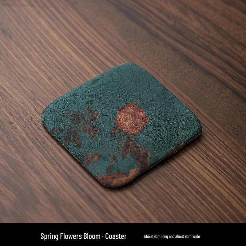 Chinese Style Double-sided Waterproof Silk Coaster - Heat Insulation Pad for Tea Ceremony & Home