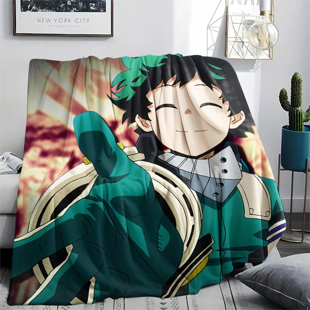 My Hero Academia Izuku Pattern Flannel Blanket, High Quality Comfortable for All Seasons, Home Decor, Warmth and Comfort, Perfect for Gifts.