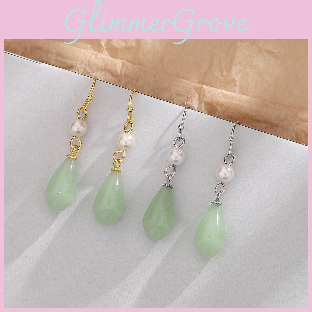 Ethnic Vintage Ear Decorations Copper Earrings With Exquisite Pearl And Tianshan Jade Flower Lotus