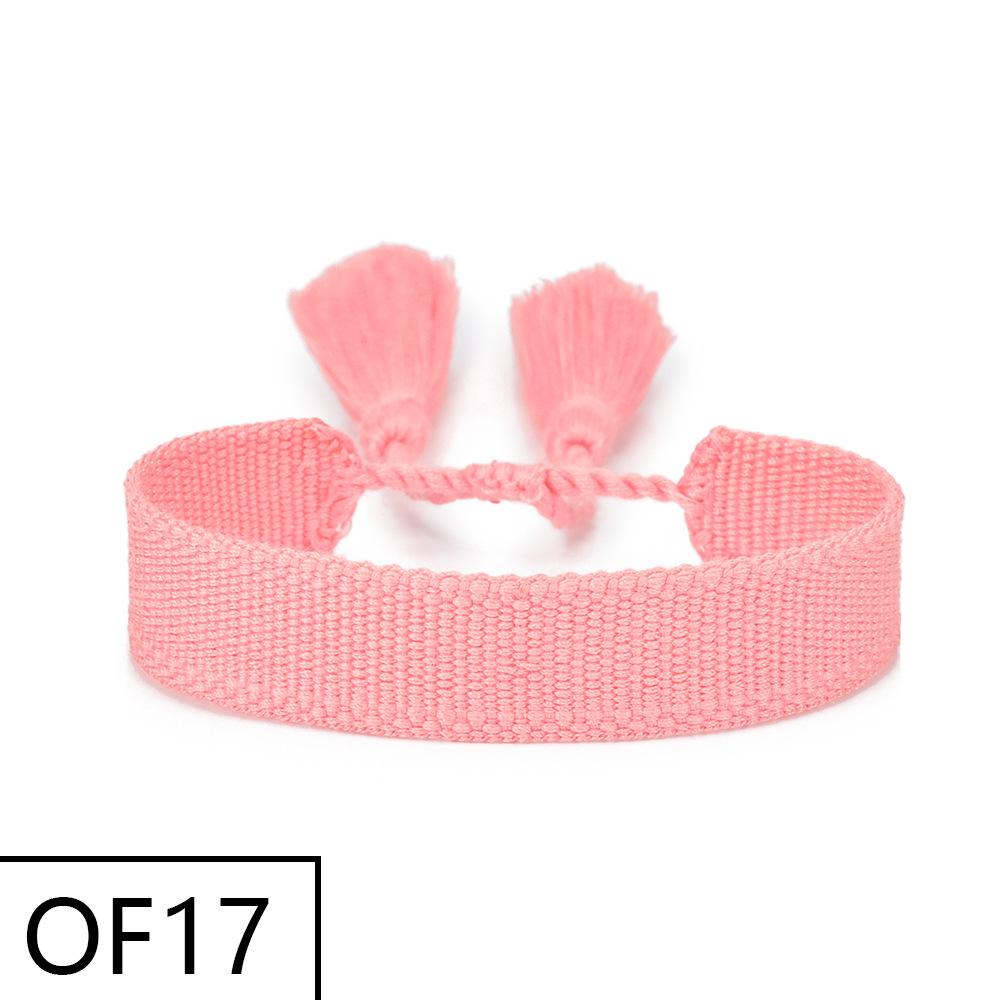 Embroiderable Polyester Cotton Letter Tassel Bracelet for Women – 1.5cm Woven Wristband