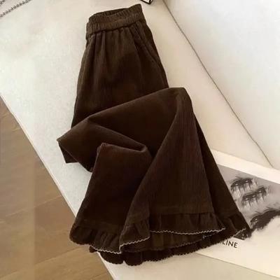 Pantaloni pentru Femei Mărimi Mari Îngroșați Elastici Talie Înaltă Pantaloni Lungi Culoare Solidă Fleece Casual Pantaloni cu Picior Larg