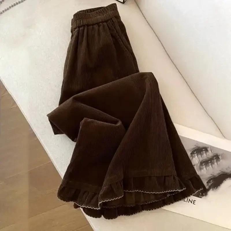 

Штани для жінок великих розмірів, потовщені, еластичні, з високою посадкою, довгі, однотонні, флісові, повсякденні штани з широкими штанинами XXXXL коричневий