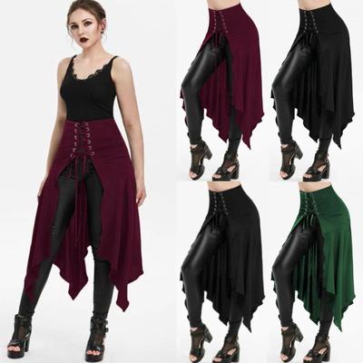 Women Stitching Irregular Strappy Skirt Halloween Casual Umbrella Skirt