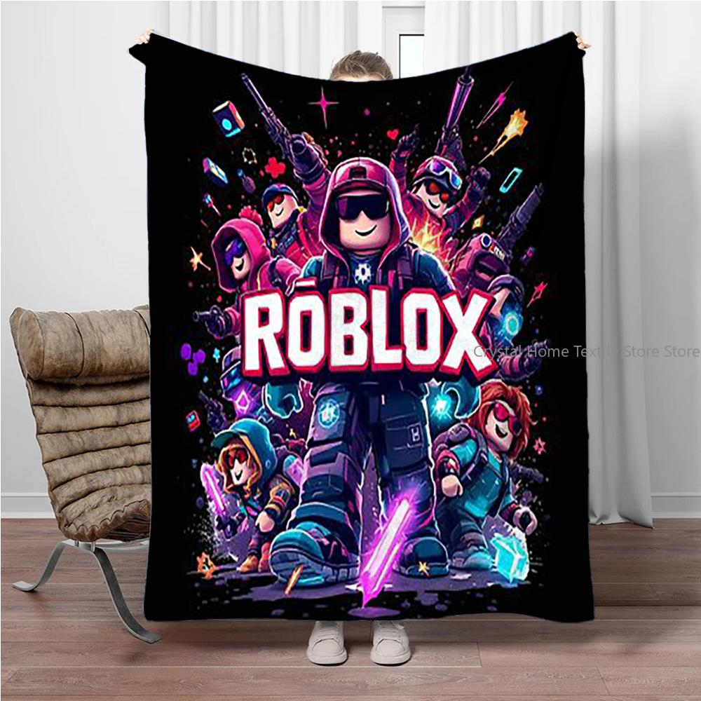 Coperta di Flanella Gioco Cartoon 3D RR-Robloxs, Morbida Coperta da Lanciare per Casa Camera da Letto Letto Divano Picnic Viaggio Ufficio, Regali per Bambini