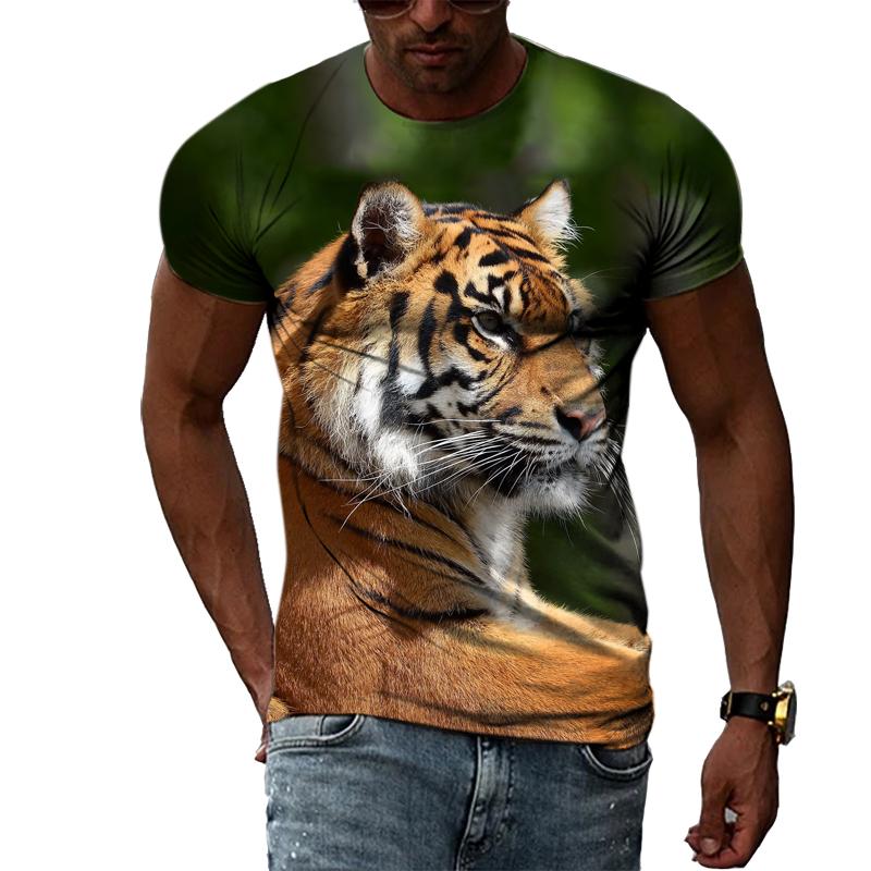 New Year Animal Tiger Graphic T Shirts For Men Summer Fashion Casual Hip Hop Harajuku Style T-shirt 3D Personality Print Tee Top