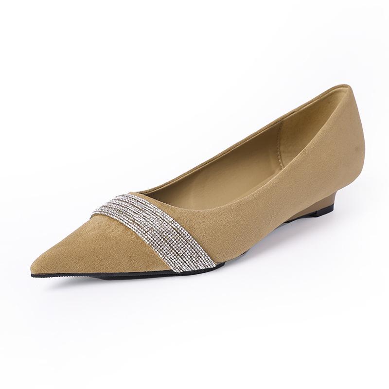 Fashion Luxury Rhinestone Satin Designer Brand High Heels Women Sexy Pointed Toe Soft Leather Wedges Shoes Elegant Comfortable Pumps