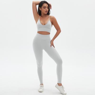 Sexy Elastic Gym Fitness Set Women Yoga Set Backless Vest High Waist Leggings Quick Dry Sports Colthes