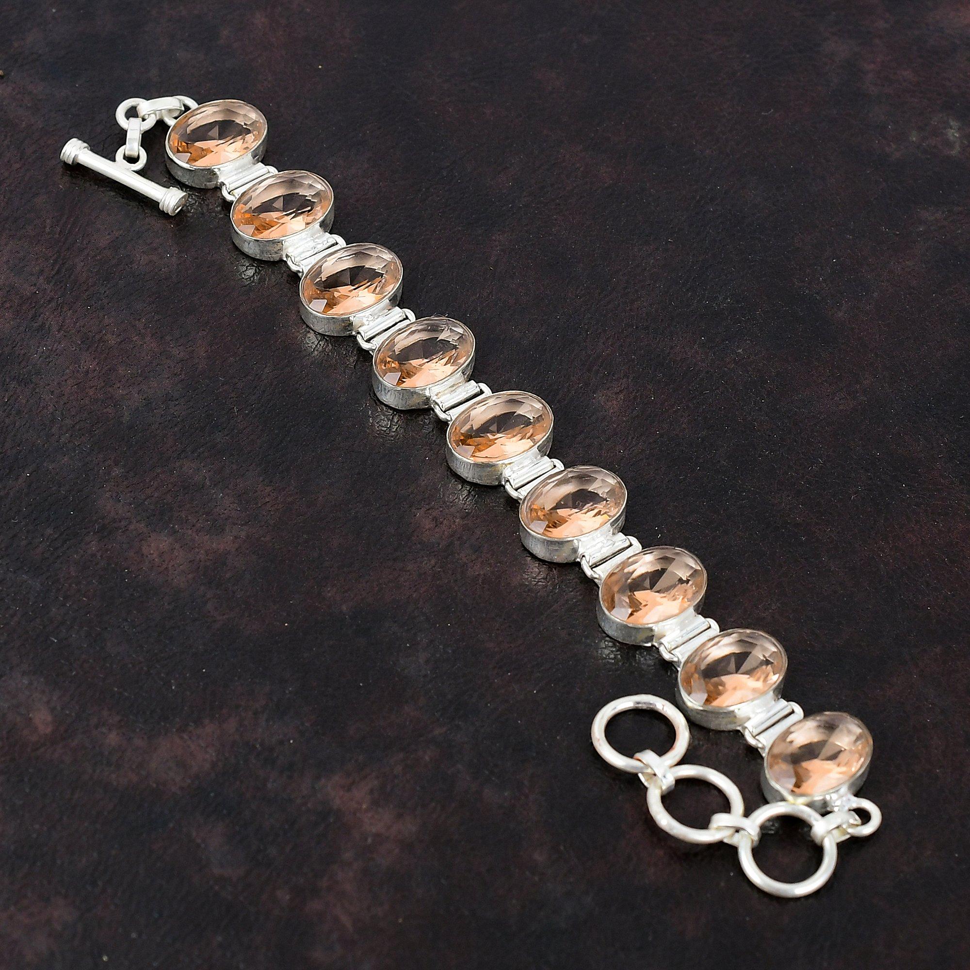 

Граненый браслет из морганита, браслет из стерлингового серебра 925 пробы, регулируемый браслет-цепочка, браслет ручной работы, ювелирные изделия из натурального драгоценного камня, подарок для мамы Adjustable